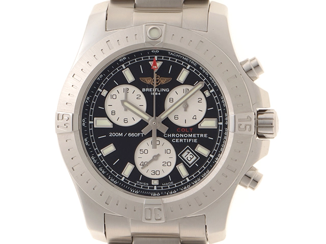 BREITLING ブライトリング 腕時計 2019年並行品 コルト クロノグラフ A7338811/BD43 ブラック/シルバー ステンレス 自動巻き【472】SJ