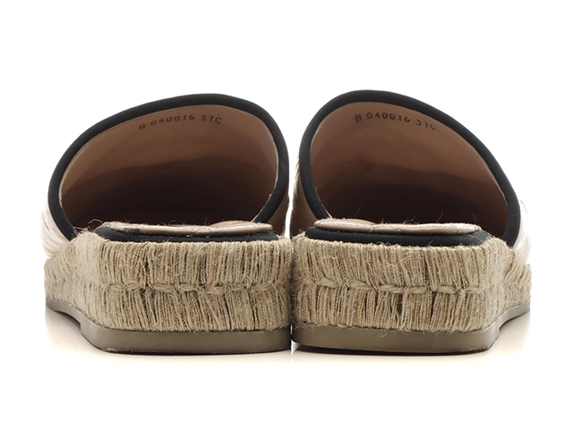 CHANEL　シャネル　エスパドリーユスリッパサンダル　レディース37　ベージュ　パテント　G40016　2147100552362　【432】