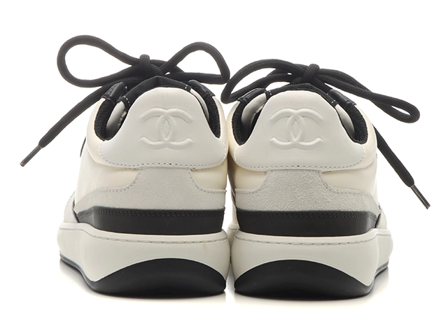 CHANEL　シャネル　スニーカー　レディース36　アイボリー/ブラック　レザー/スエード　G45212　2147100552379　【432】