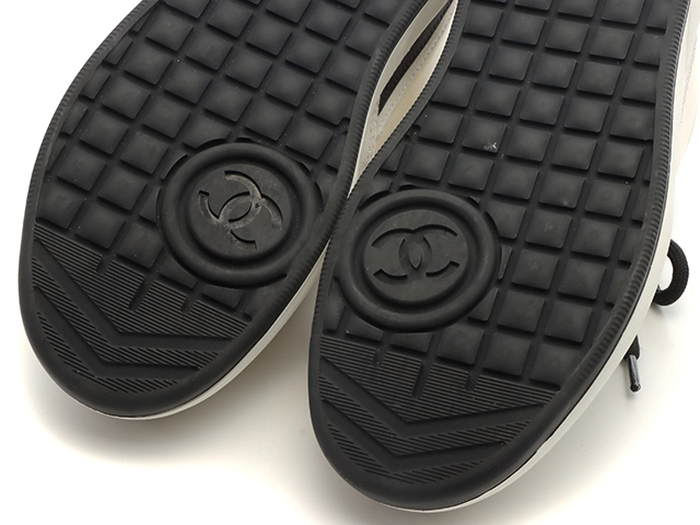 CHANEL　シャネル　スニーカー　レディース36　アイボリー/ブラック　レザー/スエード　G45212　2147100552379　【432】