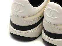 CHANEL　シャネル　スニーカー　レディース36　アイボリー/ブラック　レザー/スエード　G45212　2147100552379　【432】
