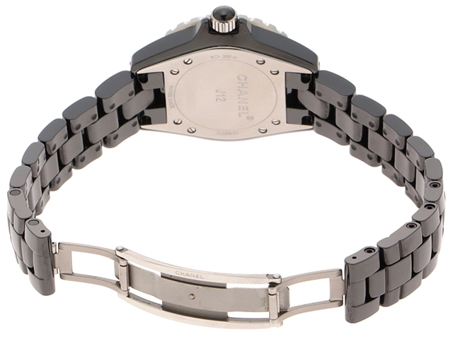CHANEL　シャネル　時計　J12　H1625　ブラック文字盤　12Pダイヤ　セラミック　クォーツ　レディース　M