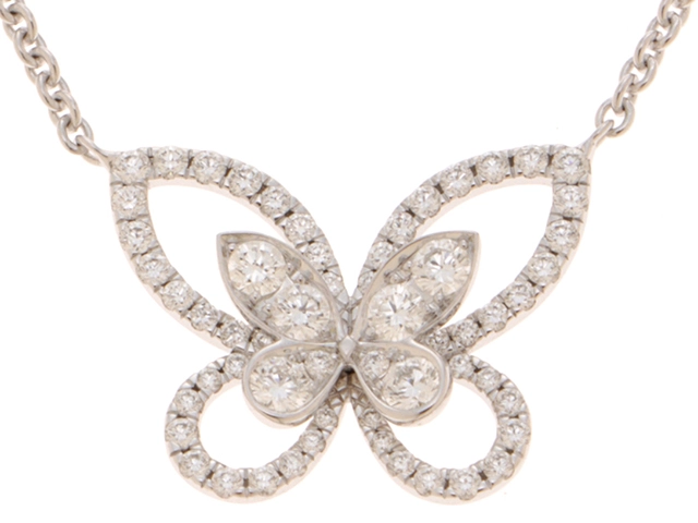 旧型 GRAFF グラフ バタフライ シルエット ネックレス RGP393 K18