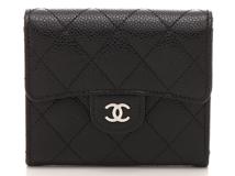 CHANEL　シャネル　マトラッセ スモールフラップウォレット ブラック/SV キャビア【471】IK