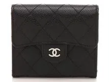 CHANEL　シャネル　マトラッセ スモールフラップウォレット ブラック/SV キャビア【471】IK