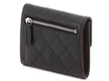 CHANEL　シャネル　マトラッセ スモールフラップウォレット ブラック/SV キャビア【471】IK