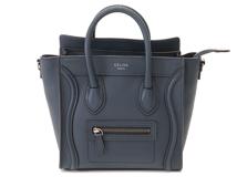 CELINE　セリーヌ　ラゲージ　ナノショッパー　ネイビー　カーフ　2WAYショルダーバッグ　168243LUG　旧型【431】
