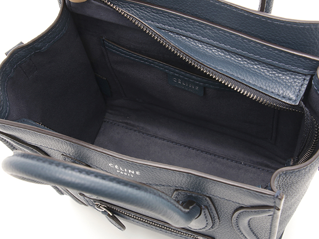 CELINE セリーヌ ラゲージ ナノショッパー ネイビー カーフ 2WAY  