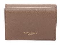 SAINT LAURENT　サンローラン　タイニーウォレット　459784　三つ折り財布　グレージュ　レザー　2147100557152【207】