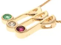 JEWELRY　ジュエリー　ネックレス　K18 ゴールド　エメラルド/ルビー/ダイヤモンド0.04ct  　約2.3g  　2147100558586【208】
