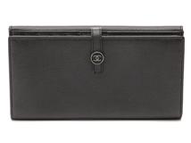 CHANEL　シャネル　ココボタン　Ｗホック長財布　ブラック／ＳＶ　キャビア　【472】YN