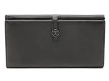 CHANEL　シャネル　ココボタン　Ｗホック長財布　ブラック／ＳＶ　キャビア　【472】YN