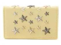 JIMMY CHOO ジミーチュウ スタースタッズ カードケース 名刺入れ イエロー レザー 【460】2147100559460
