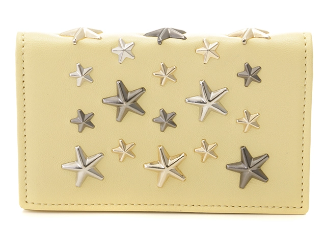 JIMMY CHOO ジミーチュウ スタースタッズ カードケース 名刺入れ イエロー レザー 【460】2147100559460