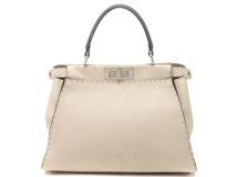 FENDI　フェンディ　セレリア　レギュラーピーカブー　アイボリー　グレー　レザー　8BN290【431】2147100559767