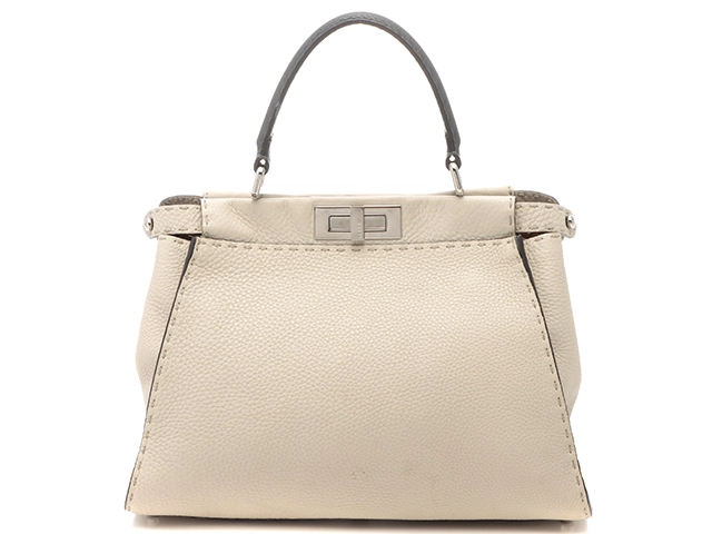 FENDI　フェンディ　セレリア　レギュラーピーカブー　アイボリー　グレー　レザー　8BN290【431】2147100559767