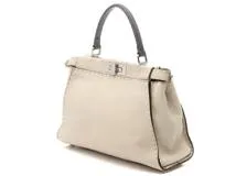 FENDI　フェンディ　セレリア　レギュラーピーカブー　アイボリー　グレー　レザー　8BN290【431】2147100559767