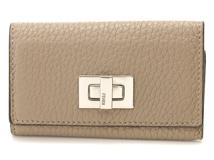 FENDI　フェンディ　ピーカブー　６レンキーケース　グレー　レザー　【432】　2147100560022