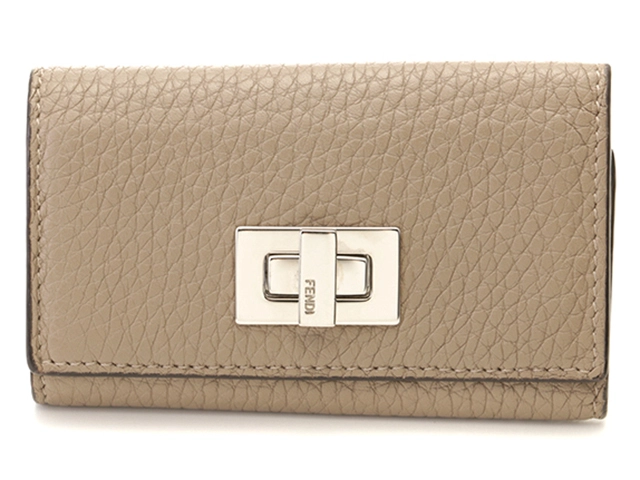 FENDI　フェンディ　ピーカブー　６レンキーケース　グレー　レザー　【432】　2147100560022