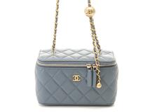 CHANEL シャネル マトラッセ チェーンバニティ ショルダーバッグ  AP2303 ブルー/GP ラムスキン 【460】2147100560190
