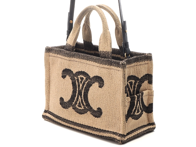 CELINE　セリーヌ　トリオンフ　カバタイス　スモール　ベージュ/ブラック　キャンバス/カーフ　【472】　Y