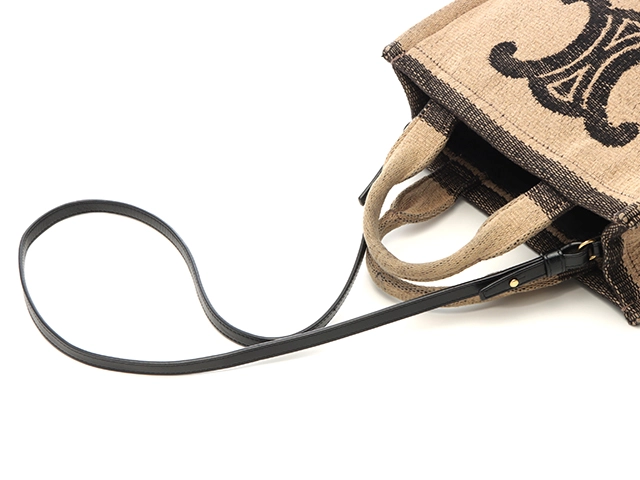 CELINE　セリーヌ　トリオンフ　カバタイス　スモール　ベージュ/ブラック　キャンバス/カーフ　【472】　Y