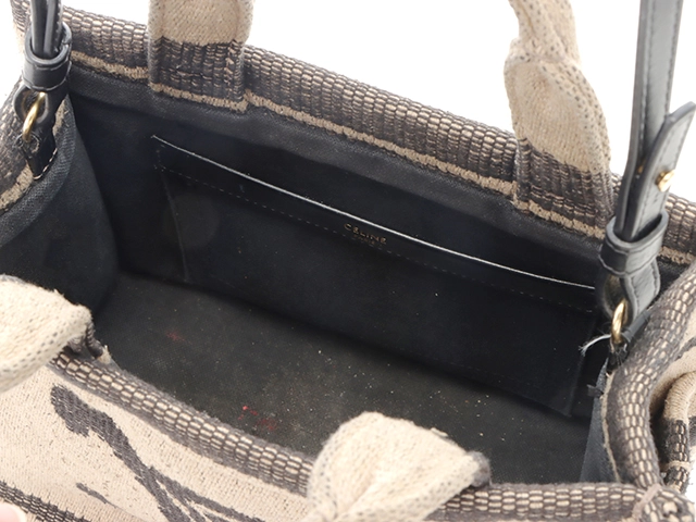 CELINE　セリーヌ　トリオンフ　カバタイス　スモール　ベージュ/ブラック　キャンバス/カーフ　【472】　Y