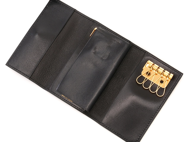 HERMES エルメス キーケース ソミュールディアンヌ4連×2キーケース ブラック/ゴールド金具 ボックスカーフ 〇W刻印(1993年頃)【472】YY