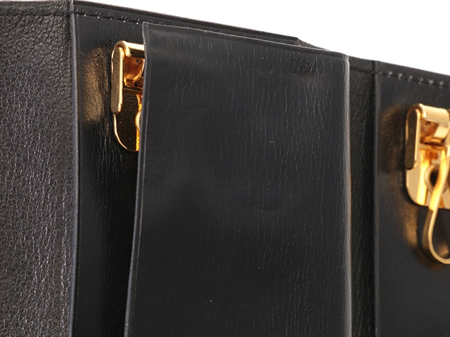 HERMES エルメス キーケース ソミュールディアンヌ4連×2キーケース ブラック/ゴールド金具 ボックスカーフ 〇W刻印(1993年頃)【472】YY