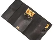 HERMES エルメス キーケース ソミュールディアンヌ4連×2キーケース ブラック/ゴールド金具 ボックスカーフ 〇W刻印(1993年頃)【472】YY