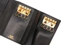 HERMES エルメス キーケース ソミュールディアンヌ4連×2キーケース ブラック/ゴールド金具 ボックスカーフ 〇W刻印(1993年頃)【472】YY