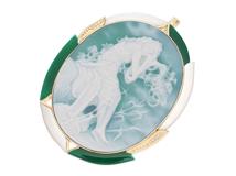 JEWELRY ジュエリー ブローチ K18ゴールド　カメオ/カルセドニー/白蝶貝/ダイヤモンド  　重さ約23.3g 鑑別書付き 【472】YK