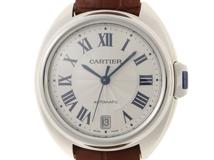 Cartier カルティエ 腕時計 クレ ドゥ カルティエ ウォッチ WSCL0017 シルバーギョウシェ文字盤 ステンレススティール/社外型押しレザー 自動巻【472】UH