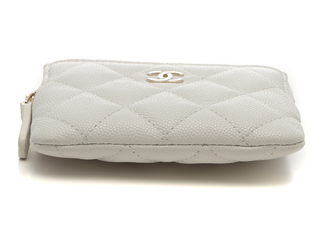 【国内発送★輝くホワイト】CHANEL ジップ コインパース ジップ コインパース - シャイニー グレインド カーフスキン