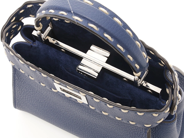 FENDI　フェンディ　セレリア　ミニピーカブー　ブルー　カーフ　8BN244 AFQ8 F1FPQ　2147100562873【432】