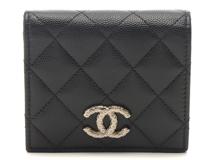 CHANEL　シャネル　マトラッセ　スモールウォレット　ブラック/GP　キャビアスキン　2147100563436【434】