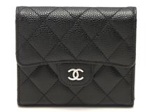 CHANEL　シャネル 　コンパクト財布　クラシック スモール フラップ ウォレット 　キャビアスキン　ブラック　AP0231Y01588C3906　未使用品【472】AH