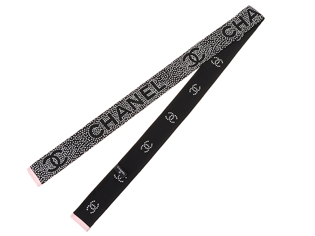 CHANEL シャネル ロゴ ヘアバンド/スカーフ ブラック/ホワイト
