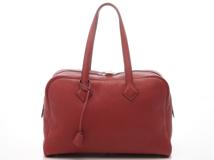HERMES　エルメス　バッグ　ヴィクトリア35　トリヨンクレマンス　ルージュカザック　SV金具　□Q刻印【431】2147100565195