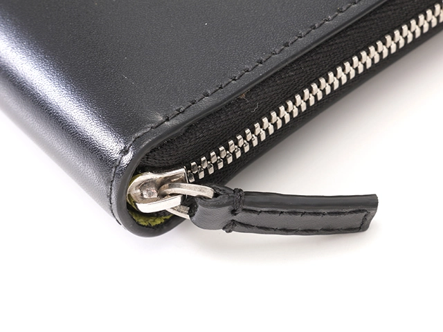 BALENCIAGA バレンシアガ　ラウンドファスナー　ナガサイフ　ブラック／ネオンイエロー　カーフ【472】2147100565485