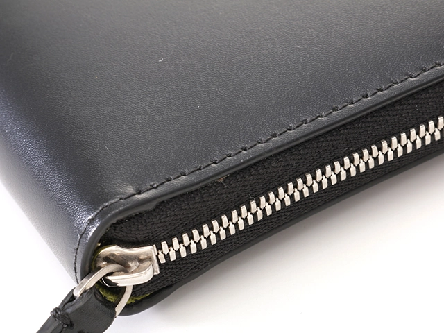 BALENCIAGA バレンシアガ　ラウンドファスナー　ナガサイフ　ブラック／ネオンイエロー　カーフ【472】2147100565485