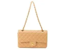 CHANEL シャネル マトラッセWフラップ25 Wチェーンショルダー ベージュ