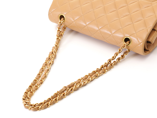 CHANEL シャネル マトラッセWフラップ25 Wチェーンショルダー ベージュ