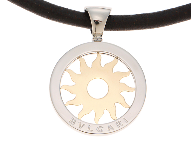 未使用 BVLGARI ブルガリ トンドサン ネックレス K18 レザー BVLGARI ブルガリ トンドサン ネックレス K18/SS/革 【430