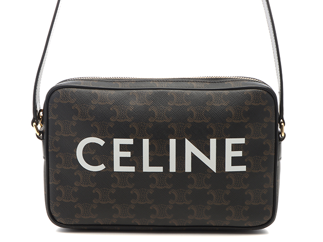 CELINE ブラック レザーバッグ CELINE バイカラーレザーショルダーバッグ