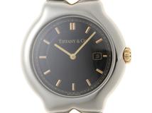 TIFFANY&CO　ティファニー　ティソロ　M0112　YG/SS　ブラック文字盤　女性用クオーツ時計【473】