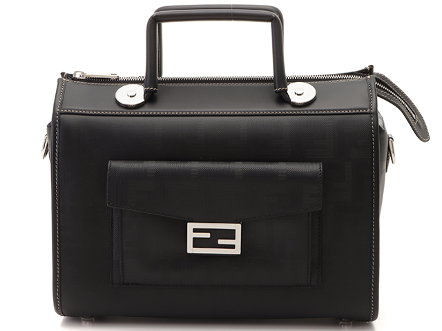 Fendi ブラック ロゴ ハンドバッグ FENDI フェンディ ソフトトランク ブラック カーフ 7VA571【431