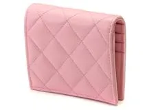 CHANEL シャネル ココマーク 二つ折財布 ピンク/GP キャビア