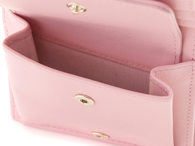 CHANEL　シャネル　ココマーク　二つ折財布　ピンク/GP キャビア　【471】IK