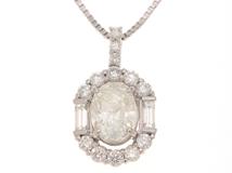 JEWELRY　ジュエリー　ネックレス　プラチナ　トップPT900/チェーンPT850　ダイヤモンド1.005ct/0.40ct　約4.2g　2147100577525【207】